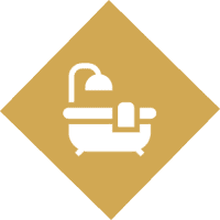 Gold diamond featuring bath icon