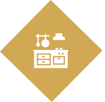 Kitchenware illustration on geometric shape