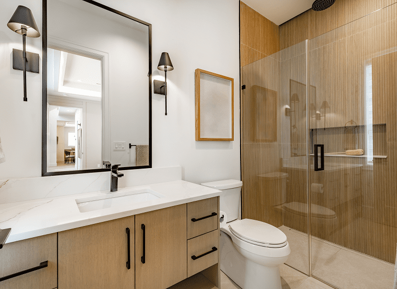 Contemporary bathroom vanity and mirror